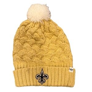 New Orleans Saints Blokecore Beanie NFL '47 Brand Winter Pom Knit Gold Hat